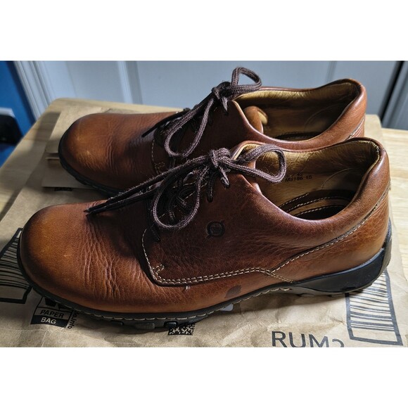 Vintage Børn Tycoon Men\'s Brown Leather Oxford Shoes M5186 Size 8.5
